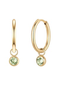 GLANZSTÜCKE MÜNCHEN - Creolen Edelstahl gelbgold Kristalle von Swarovski hellgrün - gelbgold