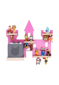 VCM. - My Home - Kinderregal Haus Schloss | hängend für Toniebox und Tonie Figuren | platzsparendes Regal | H. 34 x B. 42 x T. 19 | Wandregal Musikbox und Figuren Aufbewahrung Magneteinsätzen | Aufbewahrungsregal Holz - Pink