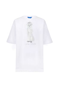 CAT by manii'ta lacitta - Weißes, übergroßes T-Shirt mit Spa-Katze - weiß
