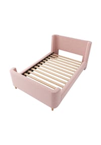 KOMHTOM - Polster-Schlittenbett 90x200 cm, Samt rosa, mit Kosmos-Muster – ohne Matratze - Rosa