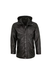 bugatti - Herren Lederjacke Longjacke Lammnappa schwarz - schwarz