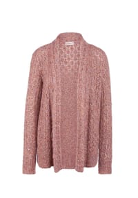 GOLDNER - Kurzgröße:  Trageangenehme offene Strickjacke - rosé / melange