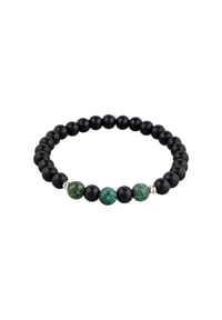 KUZZOÍ - Armband Herren Onyx Schwarz Türkis Grünlich-Braun 925 Sterling Silber - Silber