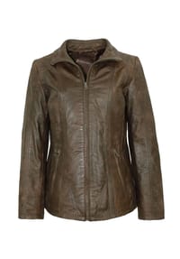 MADDOX - Damen Lederjacke Lammnubuk Leder braun antik - braun