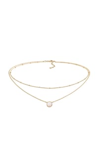 elli. - Halskette Choker Layer Opal Kugelkette 925 Sterling Silber - Gold