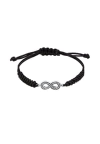 KUZZOÍ - Armband Textilband Infinity Symbol Oxidiert 925 Silber - Schwarz