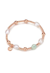 Luluandjane - Damen Armband aus Metall-Legierung in Roségold mit Aquamarin und Süßwasser-Zuchtperle - roségold