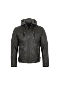 OTTO KERN - OTTO KERN - Herren Lederjacke Kapuze Lammnappa schwarz - schwarz