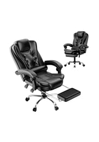 Rattantree - Ergonomischer Highback Bürostuhl mit PU-Lederbezug, verstellbarer Rückenlehne und Drehfunktion, Schwarz - Schwarz