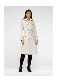 RICANO - Damen Ledermantel Gloria, Trenchcoat mit Reverskragen und Zweireihigem Verschluss - Camel (Wildleder)