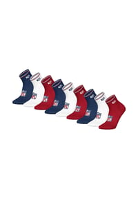 NFL - Unisex Quarter-Socken, 9er Pack - NFL Shield 9Pack Quarter Socks, Logo, Streifen, Baumwollmischung - Dunkelblau/Weiß/Rot
