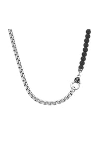 GIORGIO MARTELLO MILANO - Collier Panzerkette, schwarzer Achat oder Perle, Silber 925 - weiss