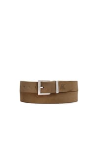 ONE ELEMENT - Breiter dunkelbeiger Gürtel aus Wildleder - Dunkelbeige
