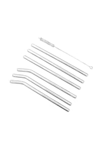 ALMINA® - 6er Set Strohhalme 20 cm, Glastrinkhalme mit Reinigungsbürste - Transparent 20 x 0,5 cm