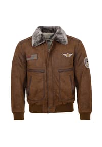 MADDOX - Herren Lederjacke Fliegerjacke echtes Leder cognac - whisky