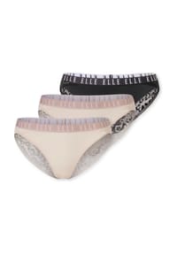 ELLE - Lace Brazilian Slip, 3er-Pack, Spitze, für Damen - 000 BLACK