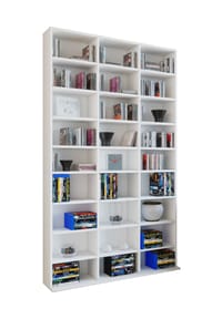 VCM. - Holzregal stehend | platzsparender CD-Schrank für 1080 CDs oder 504 DVDs | Maße:  H. 181 x B. 102 x T. 23 cm | Elegantes DVD Regal stehend | Blu-Ray Regal | CD Regal  Megosa XL - Anthrazit / Honig-Eiche