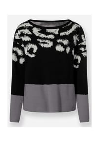 heine - Jacquard-Pullover - fuchsia-schwarz-gemustert