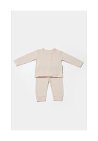 biorganic - Sweatshirt und Babyhose mit Waffelstruktur, Bio Baumwolle, GOTS zertifiziert, Unisex - Beige