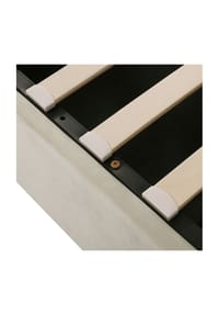 KOMHTOM - Polsterbett 140x200 cm, Samt beige, hydraulisch, Ohrensessel-Design – ohne Matratze - Beige