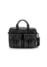 FARMHOOD - Memphis Memphis Aktentasche Leder 39 cm Laptopfach - black