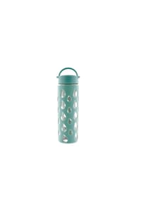 MATO® - Trinkflasche aus temperaturbeständigem Borosilikatglas Silikonhülle - Grau 26 x 7 cm