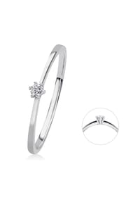 ONE ELEMENT Timeless Diamonds - 0,05 ct Diamant Brillant Ring aus 585 Weißgold - silber