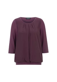 GOLDNER - Kurzgröße:  Chiffon-Shirt mit 3/4-Arm, Rundhals - aubergine
