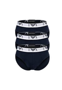EMPORIO ARMANI - Herren Slips 3er Pack - BOLD MONOGRAM, Briefs, Stretch Cotton - Blau