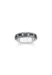 Thomas Sabo Rebel at heart - Ring Krokodilpanzer mit Steinen Silber geschwärzt - silberfarben,  schwarz