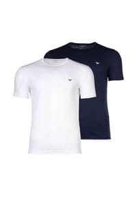 EMPORIO ARMANI - Herren T-Shirts, 2er Pack - CORE LOGOBAND, Rundhals, Regular Fit, Stretch Cotton - Blau