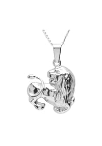 OSTSEE-SCHMUCK® - Kette mit Anhänger , Tierkreiszeichen Löwe , Silber 925/000 - silber