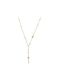 Luluandjane - Damen Kette aus Metall-Legierung in Gelbgold mit Zirkonia und Muschelkernperle - gelbgold
