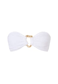 MODA MINX - Bikinioberteil SCRUNCH Irregular mit tollem Schmuckelement - White