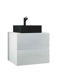 VCM. - 2-tlg. Waschplatz Waschtisch | schwarzes Waschbecken Unterschrank Breite 60 cm |  Badmöbel Set mit Schubladen | Lendas S BL - Anthrazit