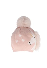 maximo® - KIDS GIRL-Mütze Einhorn Vollfutter, Pompon - blassrosa
