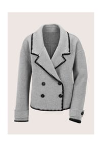 MADELEINE - Elegante Wolljacke mit Reverskragen - steingrau / schwarz