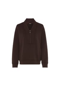 olsen - Sweatshirt mit Troyerkragen und Reißverschluss - Coffee Bean