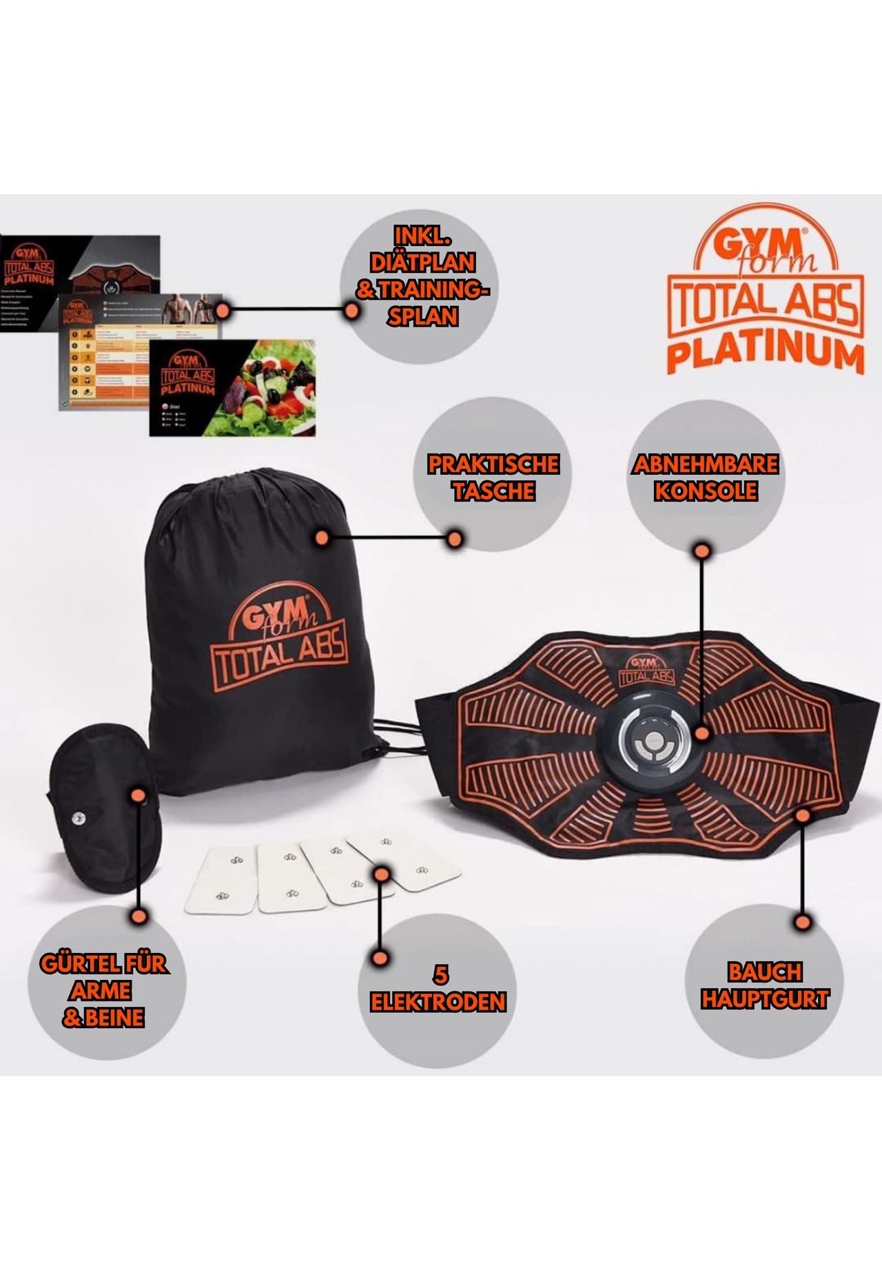 GYM form EMS Bauchmuskeltrainer Gurtel Trainer elektrisch Total Abs Platinum GALERIA