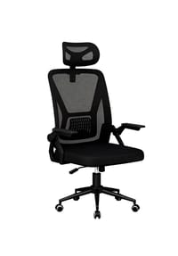 Rattantree - Ergonomischer Bürostuhl M04 mit Kopfstütze, Klapparmlehnen und Netzrücken,Schwarz - bicolor