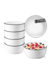 SÄNGER Porzellan Geschirrserie Marlo Black Rim - Marlo Black Rim - Weiss- Kaffeebecher Set Maro Black Rim 6 teilig