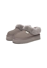 EVERAU® - Damen Leder Hausschuhe - Topknot - BLACK