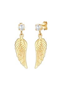 Nenalina - Ohrringe Flügel Glücksbringer Zirkonia Hänger 925 Silber - Gold