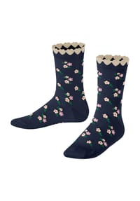 FALKE - Ditsy Flowers Socken, Herzbündchen, für Kinder - 6116 SPACE BLUE