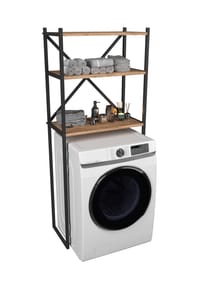 VCM. - Metall Überbauschrank | Waschmaschine | Maße: H. 160 x B. 66 x T. 34 cm | 3 Ablagen aus Holz - Insasi - Honig-Eiche
