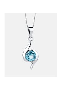 Diamant L'eternel - Kette mit Anhänger, mit Blautopas, 375 Weißgold - white gold