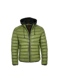 MILESTONE® - Milestone - Herren Lederjacke Steppjacke Lammnappa Kapuze grün - grün
