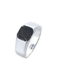 KUZZOÍ - Ring Basic Siegelring Herren Quadrat Matt 925 Silber - Gold