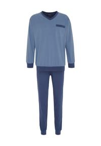 DUNMORE - Schlafanzug, Langarm, V-Ausschnitt, für Herren - 130 BLAU