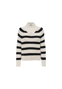 ONLY® - Strickpullover, Troyer-Kragen, Streifen-Design, für Damen - 180083001 BIRCH/BLACK